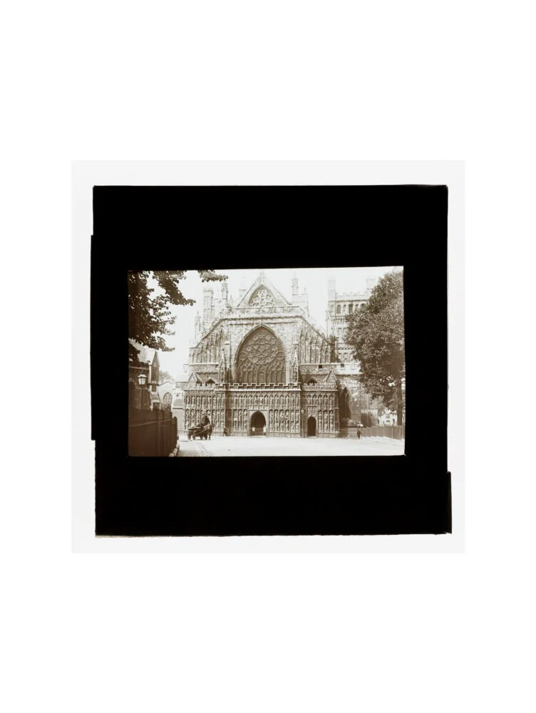 A magic lantern slide showing the west front of Exeter Cathdral by Birt Acres, c. 1893. - Image 22