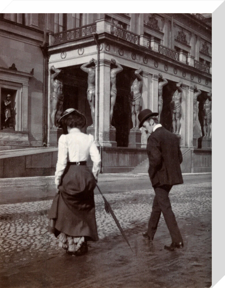 Man and woman crossing the road circa 1900 - Image 32