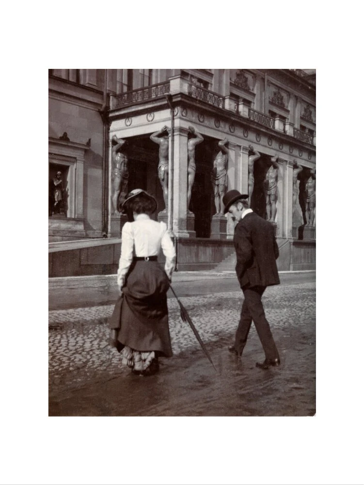 Man and woman crossing the road circa 1900 - Image 45