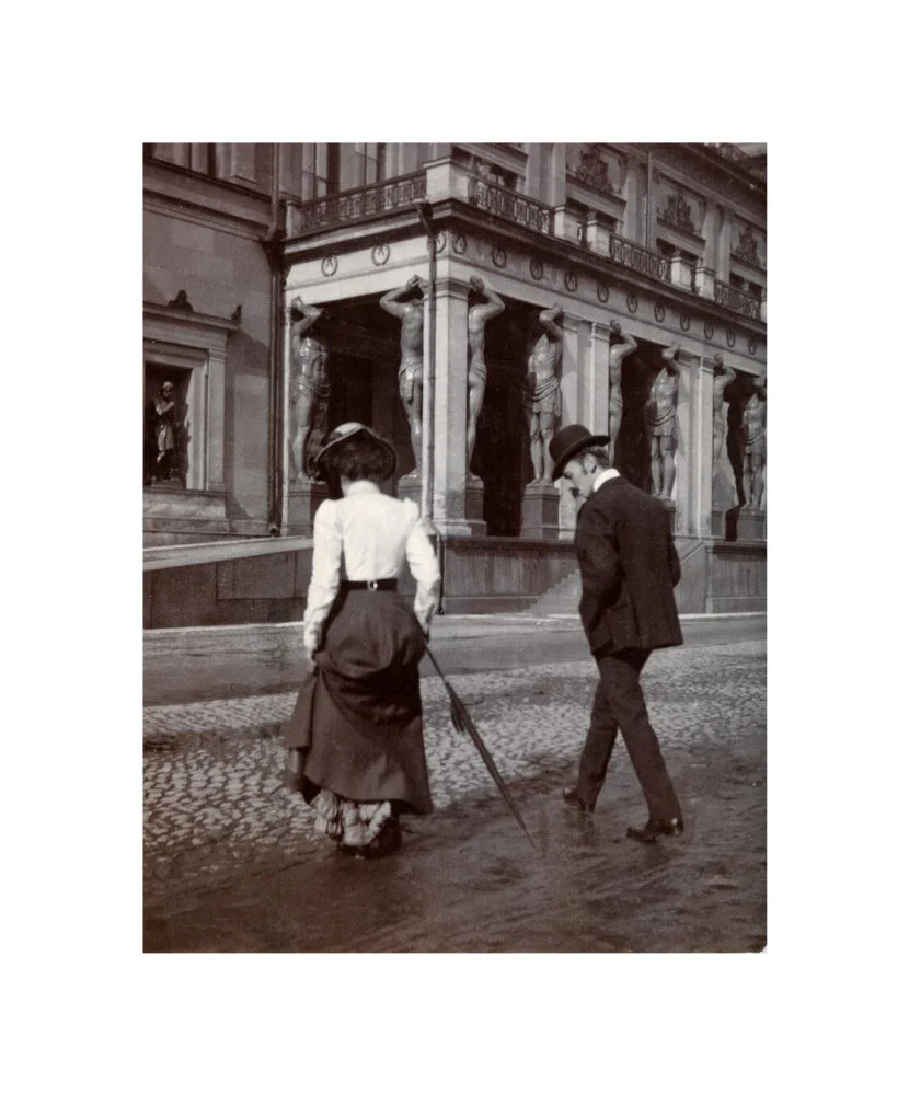 Man and woman crossing the road circa 1900 - Image 60