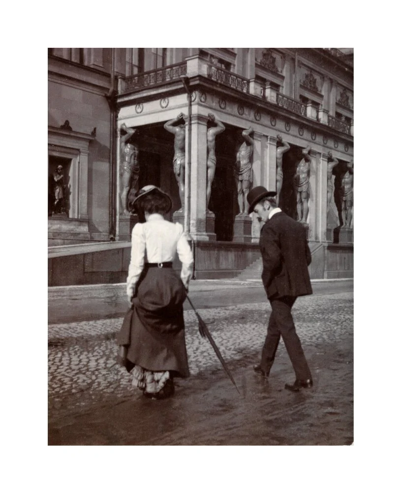 Man and woman crossing the road circa 1900 - Image 61