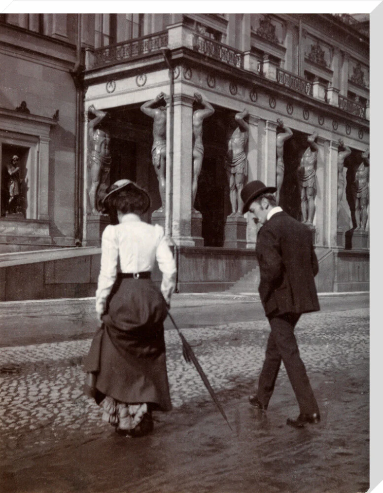 Man and woman crossing the road circa 1900 - Image 67