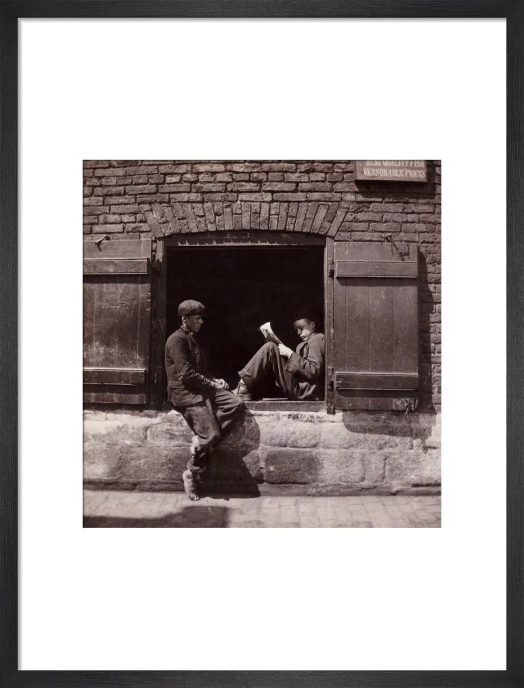 Two boys sitting on a window ledge, c 1905. - Image 13