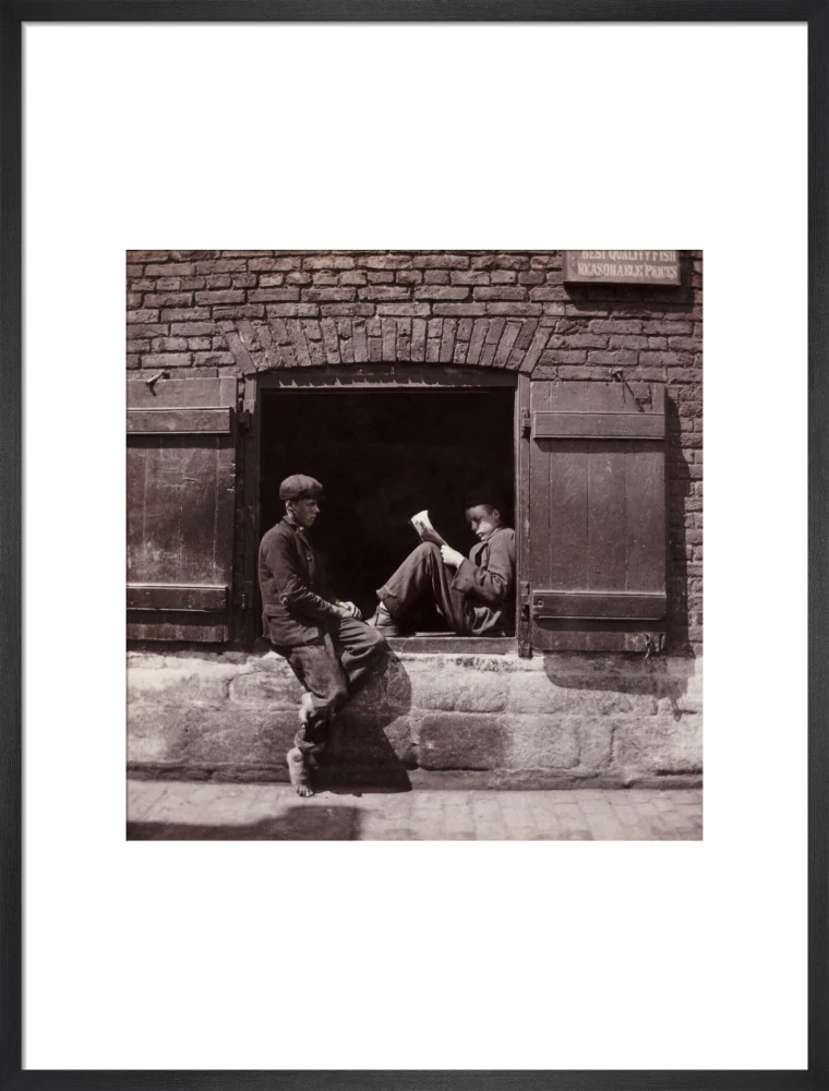 Two boys sitting on a window ledge, c 1905. - Image 18