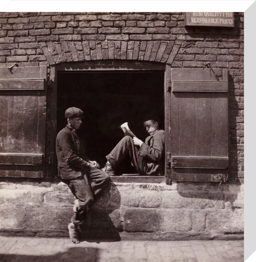 Two boys sitting on a window ledge, c 1905. - Image 32