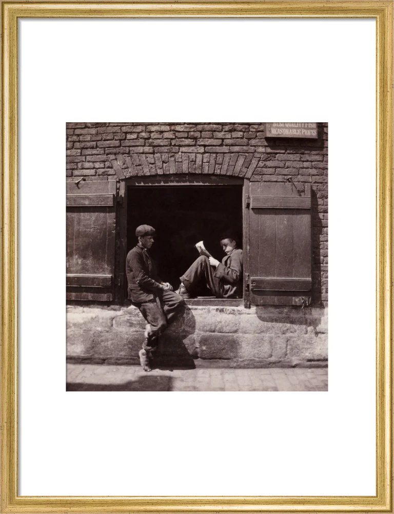 Two boys sitting on a window ledge, c 1905. - Image 48