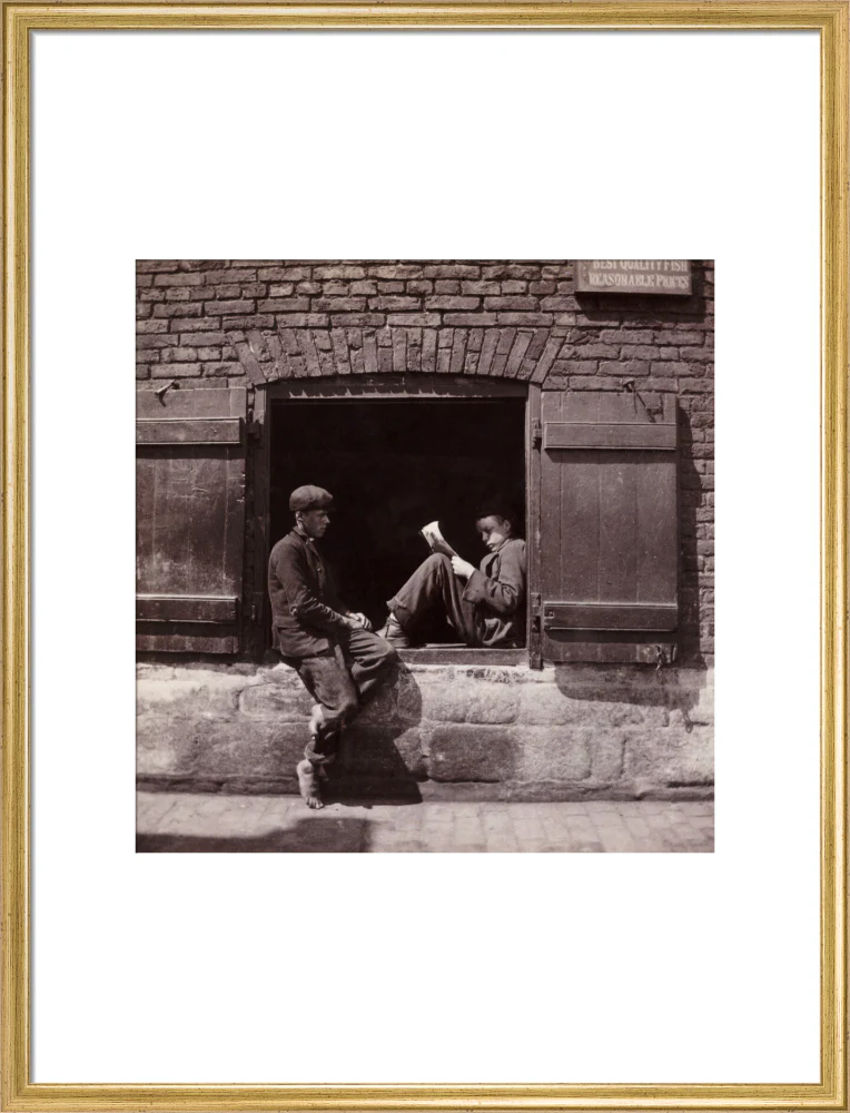 Two boys sitting on a window ledge, c 1905. - Image 53