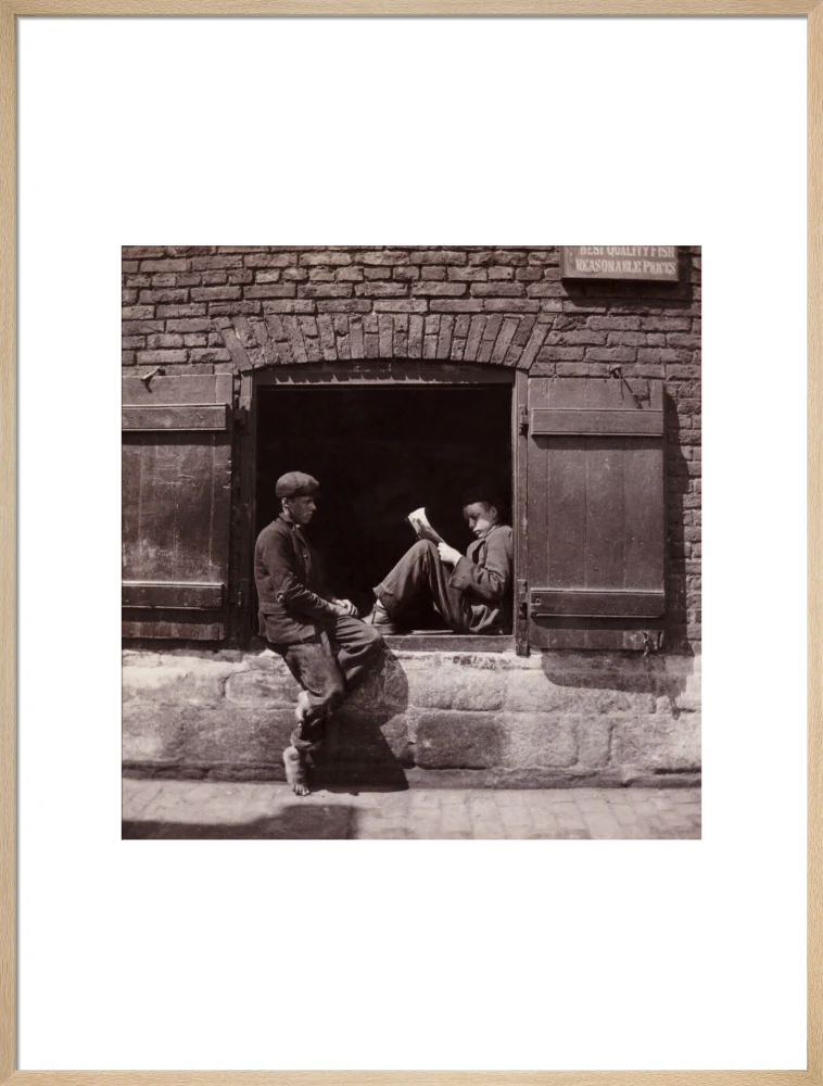Two boys sitting on a window ledge, c 1905. - Image 59