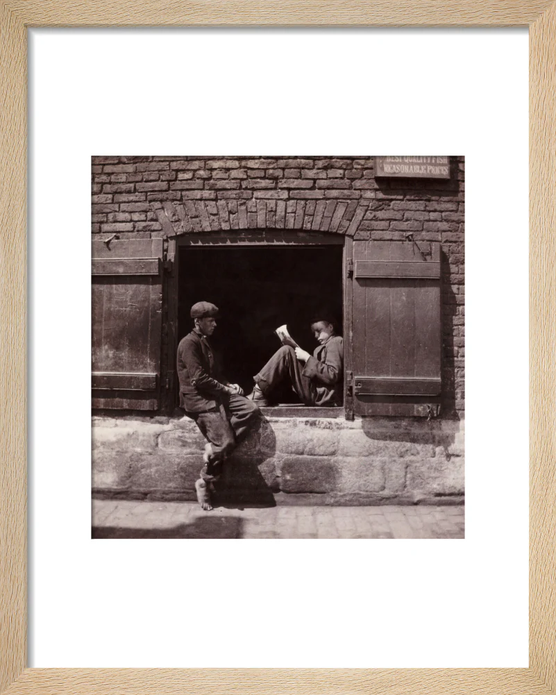 Two boys sitting on a window ledge, c 1905. - Image 6
