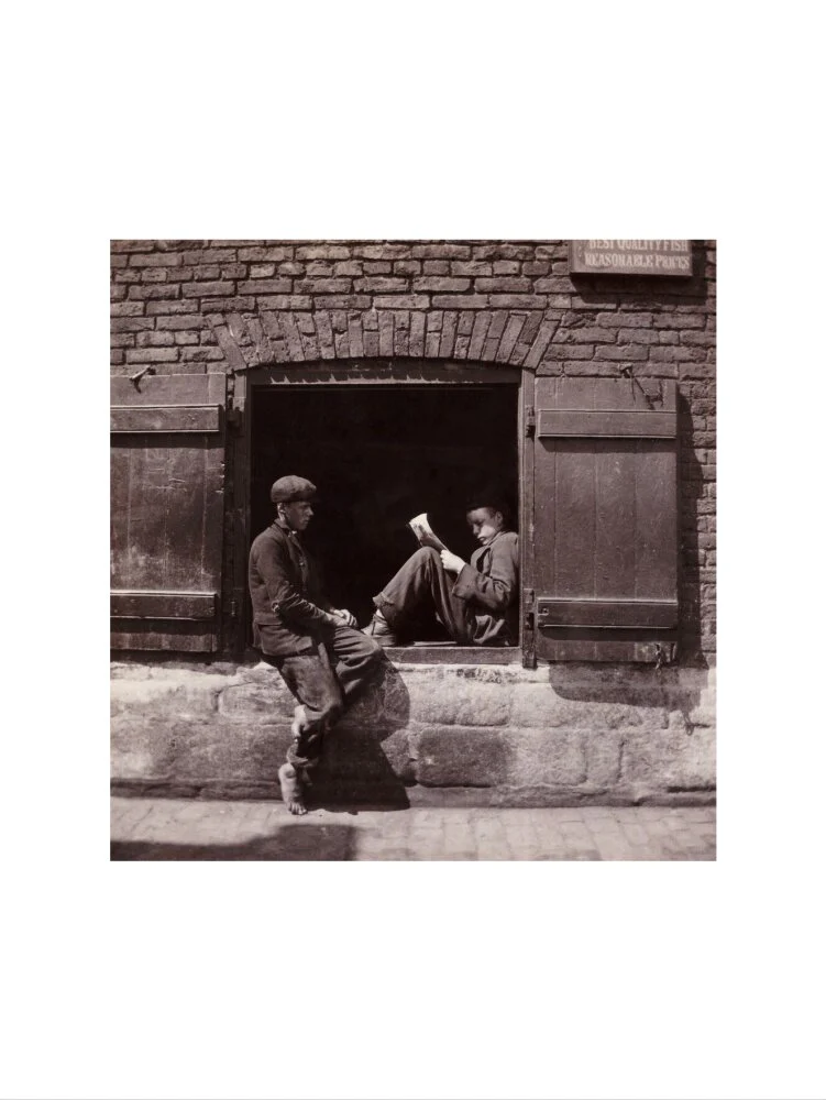 Two boys sitting on a window ledge, c 1905. - Image 7