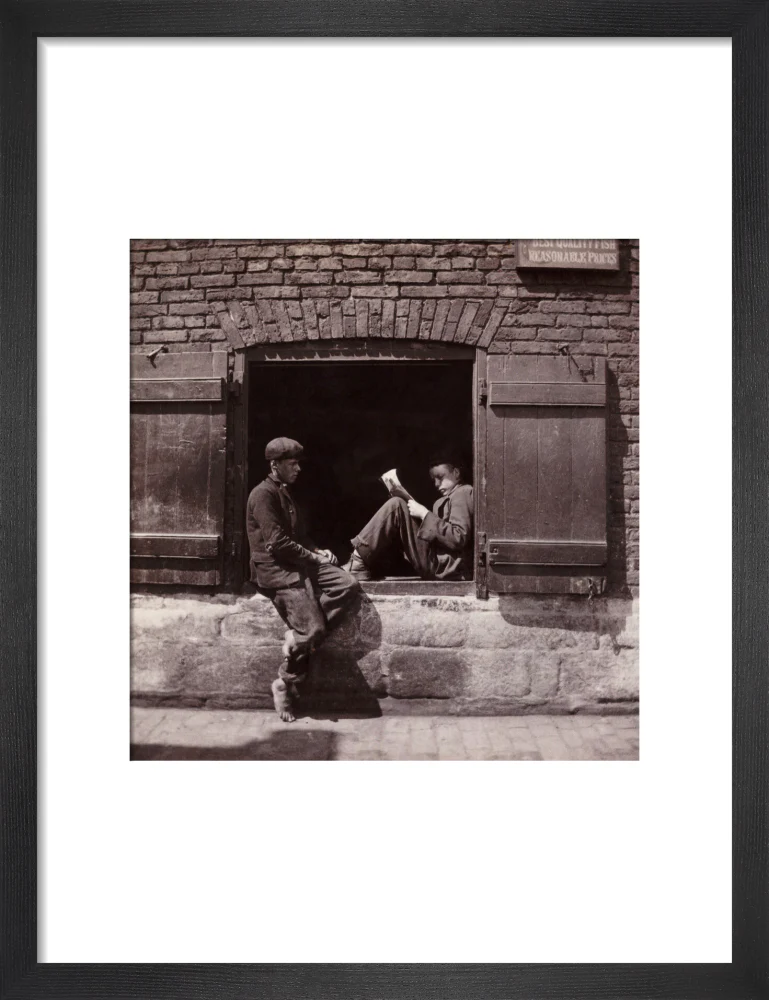 Two boys sitting on a window ledge, c 1905. - Image 8