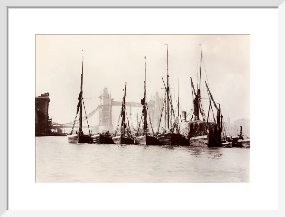 Boats moored at Tower Bridge, 1890s. - Image 14