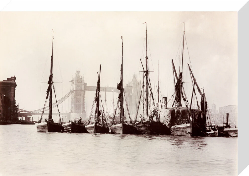 Boats moored at Tower Bridge, 1890s. - Image 32