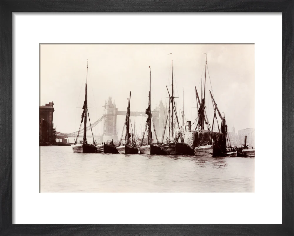 Boats moored at Tower Bridge, 1890s. - Image 36