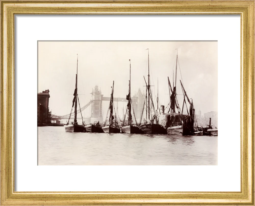 Boats moored at Tower Bridge, 1890s. - Image 38
