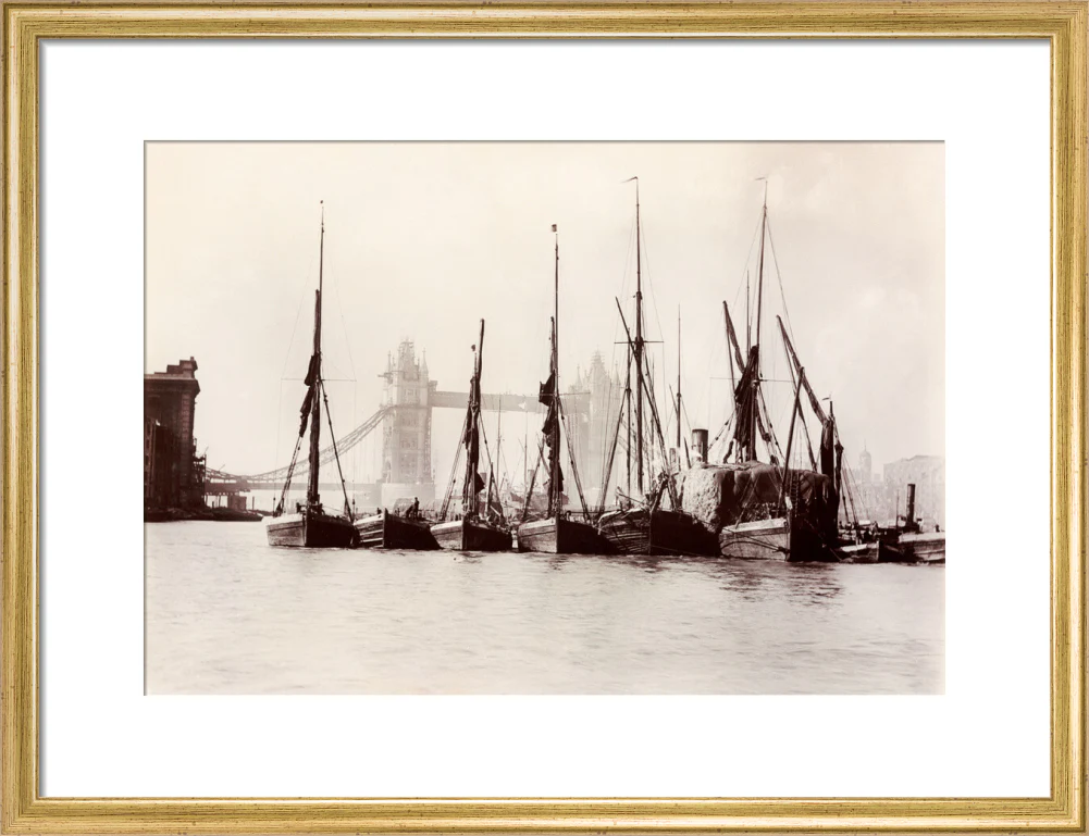 Boats moored at Tower Bridge, 1890s. - Image 48