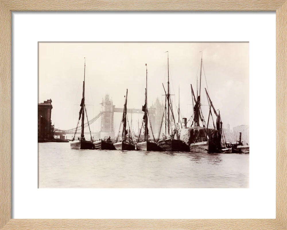 Boats moored at Tower Bridge, 1890s. - Image 6