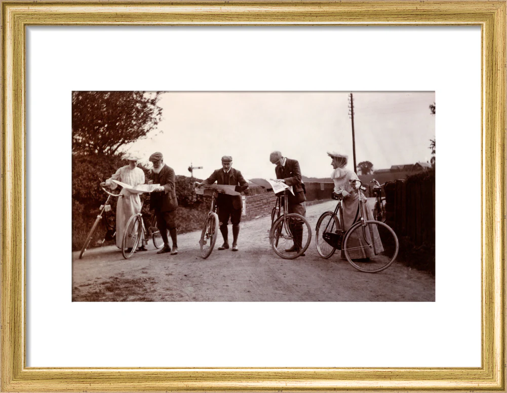 Cyclists looking at maps, c 1900. - Image 10