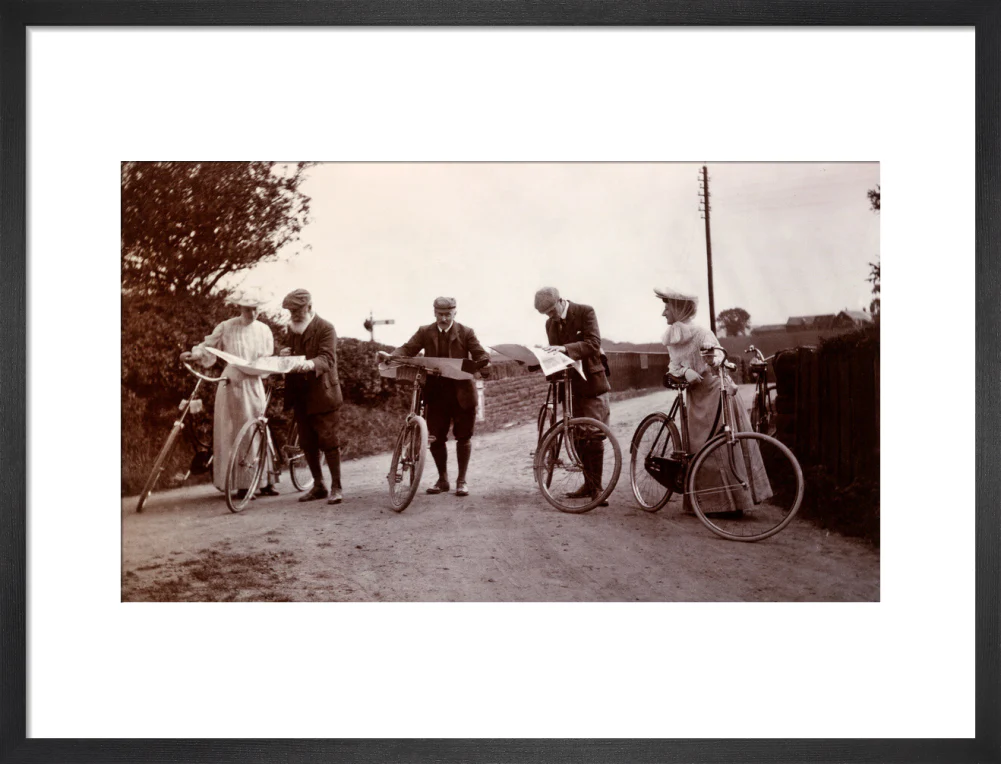 Cyclists looking at maps, c 1900. - Image 13