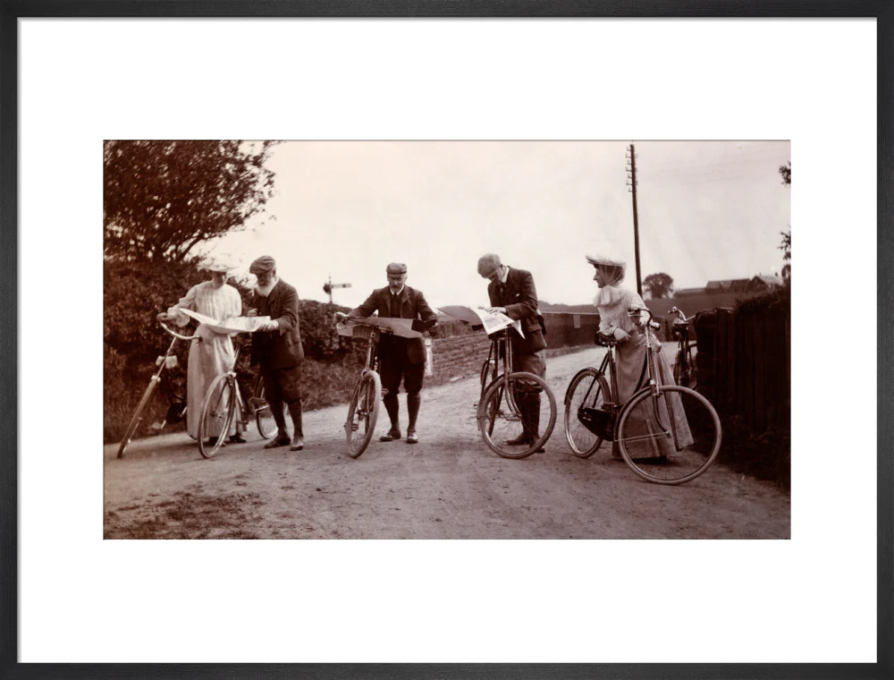 Cyclists looking at maps, c 1900. - Image 18