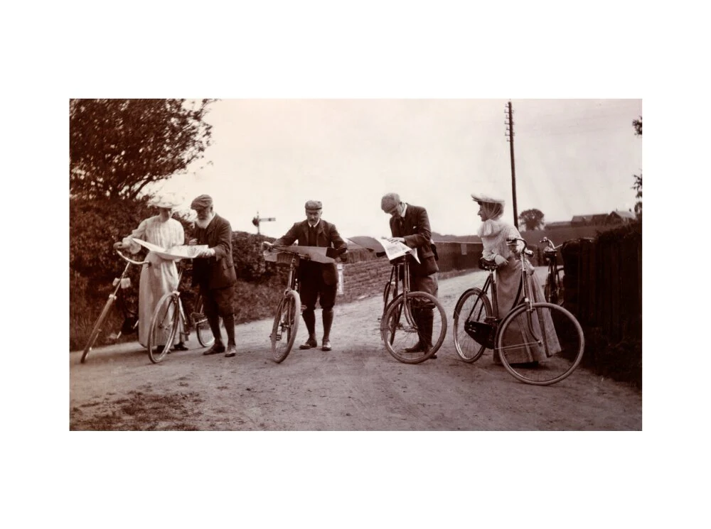 Cyclists looking at maps, c 1900. - Image 22