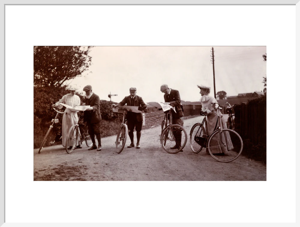 Cyclists looking at maps, c 1900. - Image 24