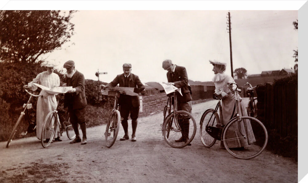 Cyclists looking at maps, c 1900. - Image 33