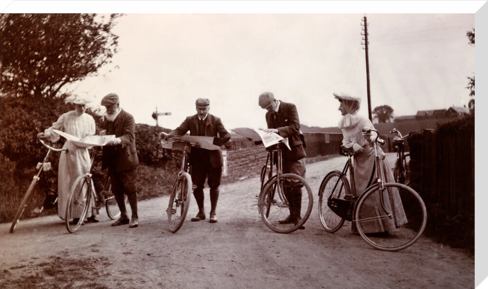 Cyclists looking at maps, c 1900. - Image 34