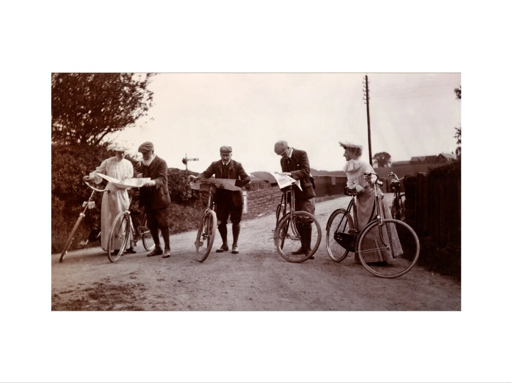 Cyclists looking at maps, c 1900. - Image 40