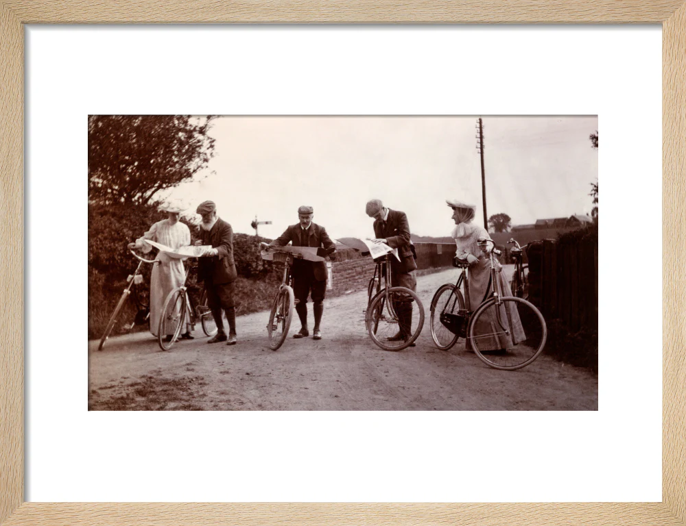 Cyclists looking at maps, c 1900. - Image 44