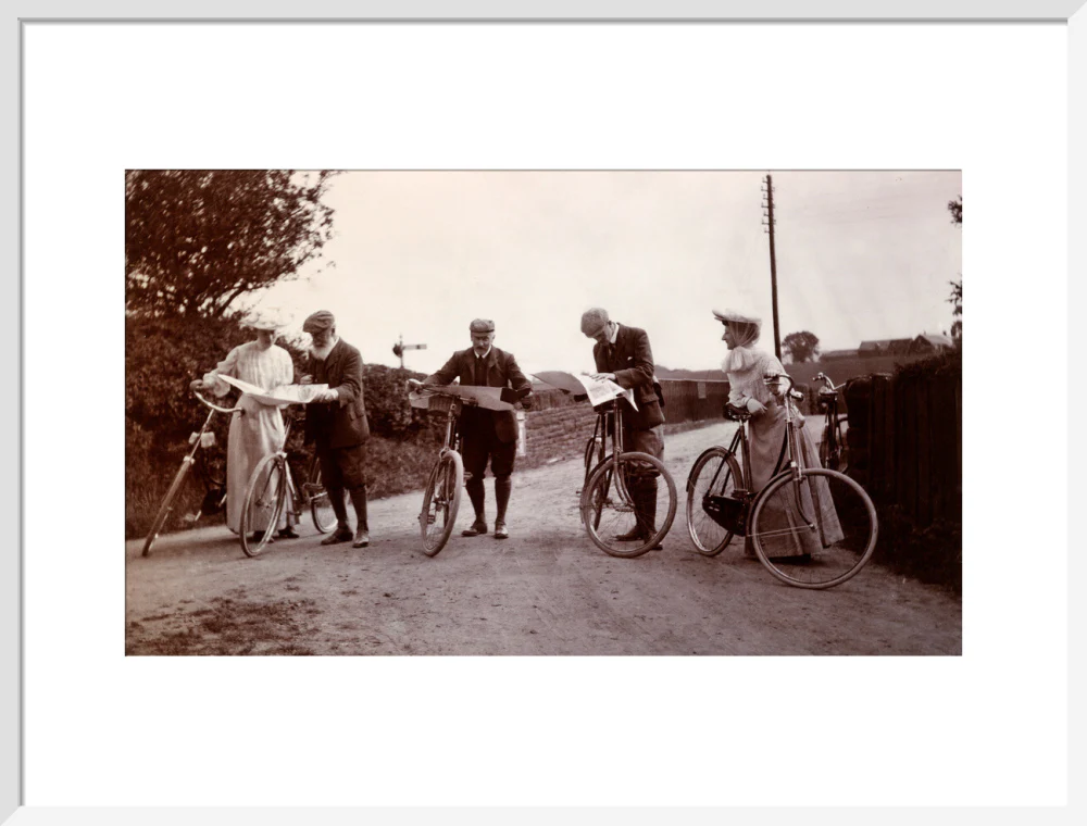 Cyclists looking at maps, c 1900. - Image 52