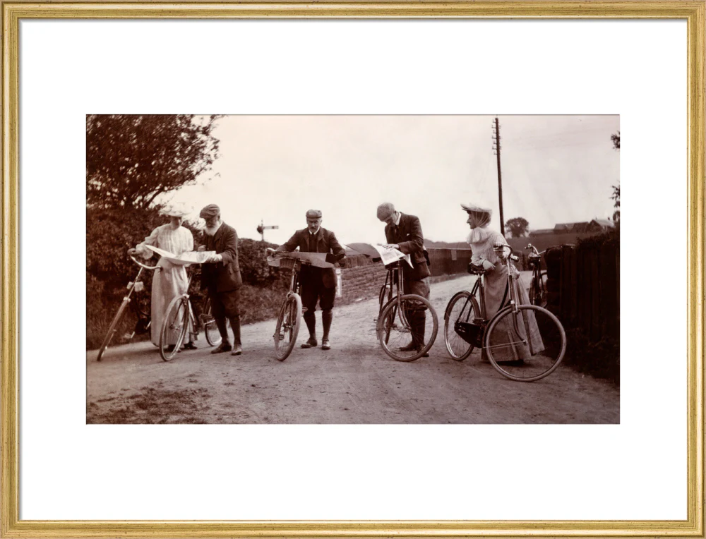 Cyclists looking at maps, c 1900. - Image 53