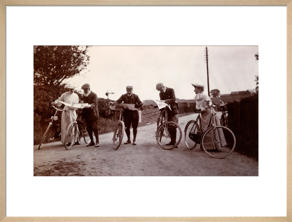 Cyclists looking at maps, c 1900. - Image 54