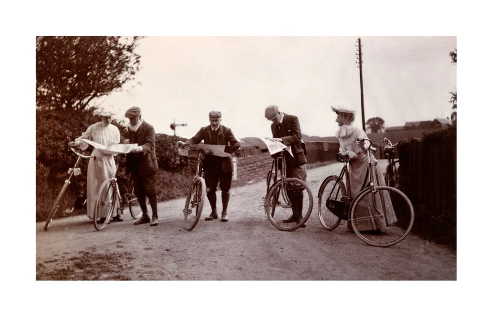 Cyclists looking at maps, c 1900. - Image 62