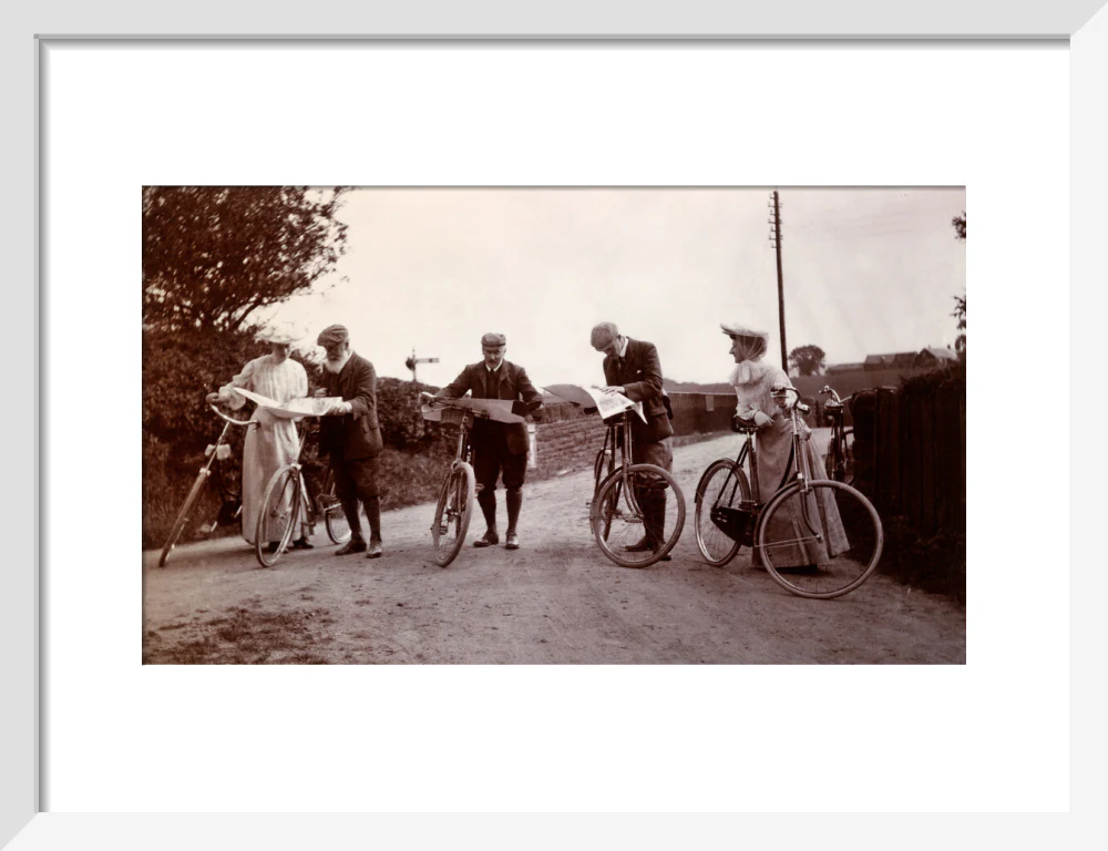 Cyclists looking at maps, c 1900. - Image 9