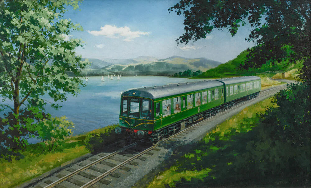 A Diesel Train on the Shore of Bassenthwaite Lake, near Keswick, Cumberland