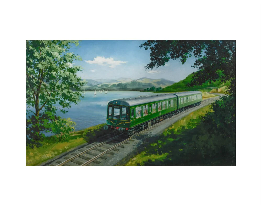 A Diesel Train on the Shore of Bassenthwaite Lake, near Keswick, Cumberland - Image 2