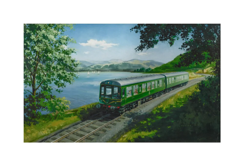A Diesel Train on the Shore of Bassenthwaite Lake, near Keswick, Cumberland - Image 61