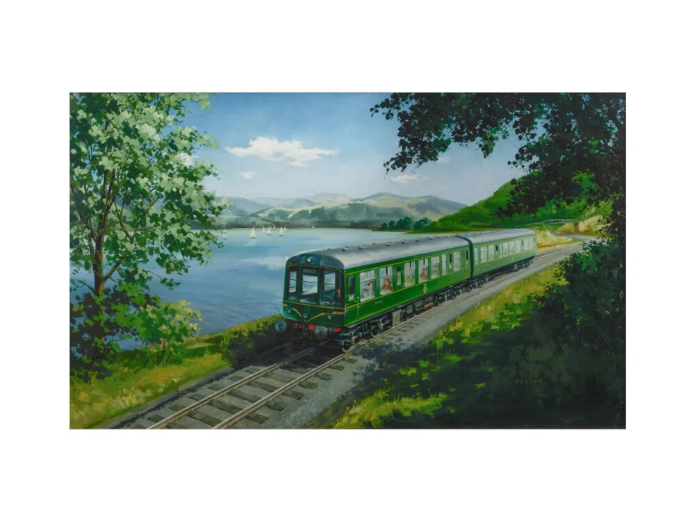 A Diesel Train on the Shore of Bassenthwaite Lake, near Keswick, Cumberland - Image 7