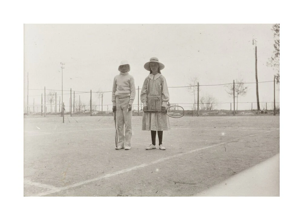 H. H. Prince Nikita Alexandrovitch and Atia Staroselsky on the tennis court, both are holding rackets. - Image 62