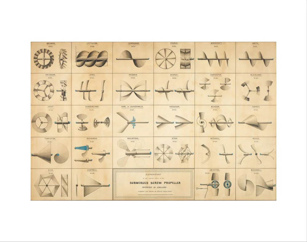 Twenty eight drawings of screw propellers, drawn by Edward J. Powell - Image 2