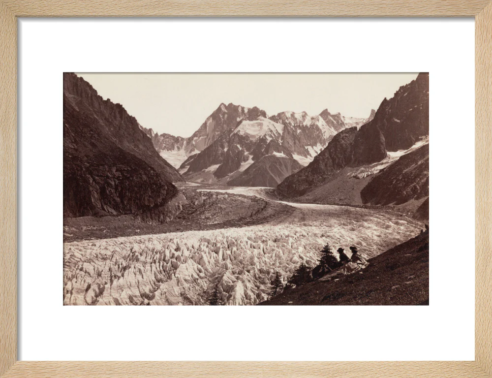 Walkers resting beside a glacier, French Alps, c 1870s. - Image 11