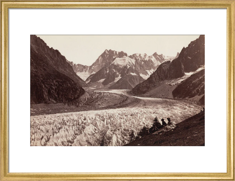 Walkers resting beside a glacier, French Alps, c 1870s. - Image 15