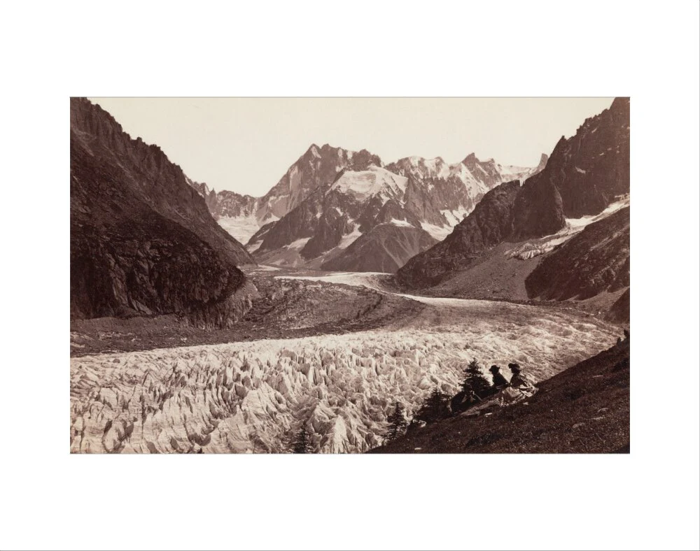 Walkers resting beside a glacier, French Alps, c 1870s. - Image 2