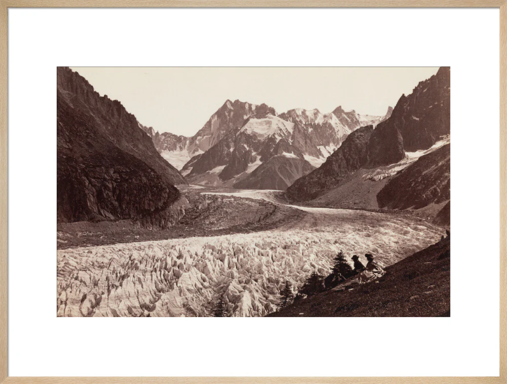 Walkers resting beside a glacier, French Alps, c 1870s. - Image 26