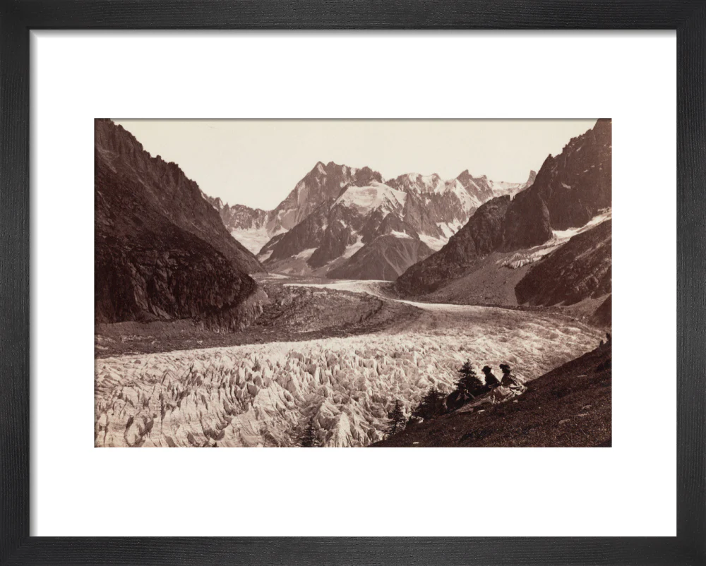 Walkers resting beside a glacier, French Alps, c 1870s. - Image 36