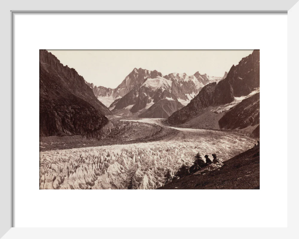 Walkers resting beside a glacier, French Alps, c 1870s. - Image 4