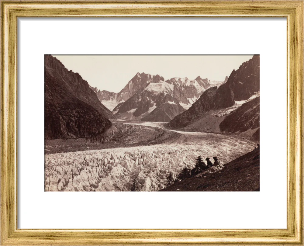 Walkers resting beside a glacier, French Alps, c 1870s. - Image 5