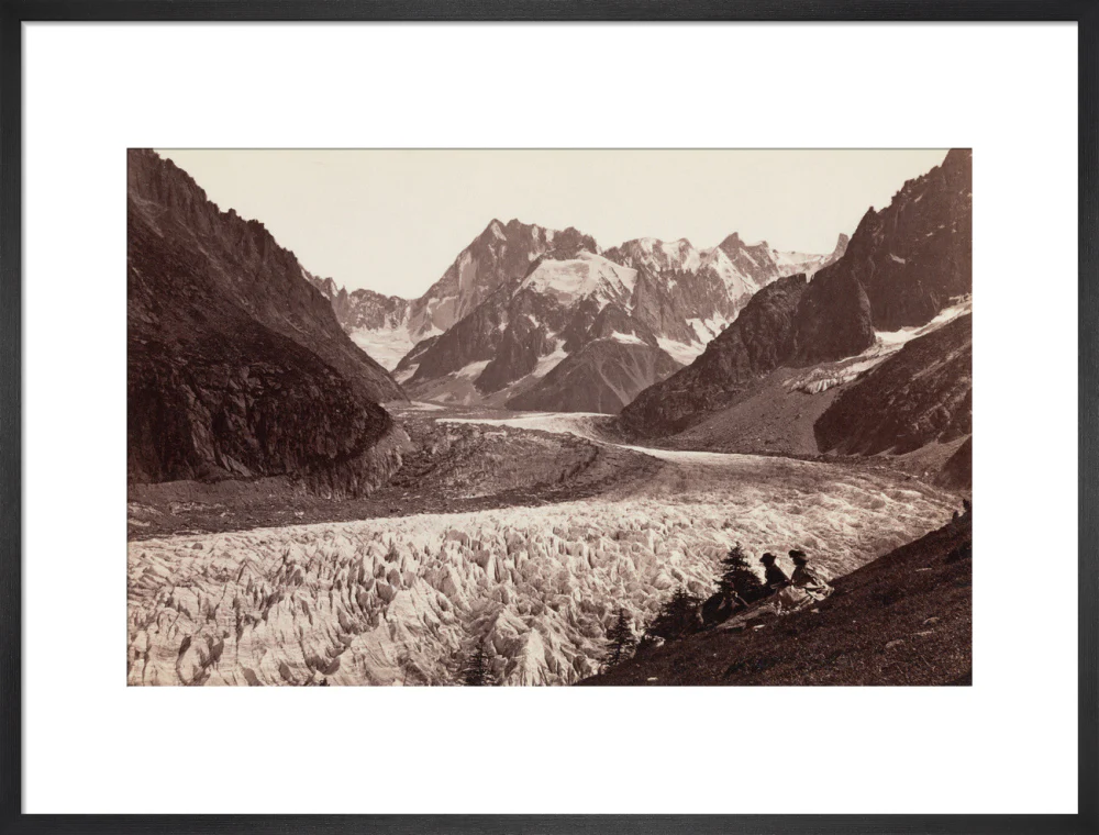 Walkers resting beside a glacier, French Alps, c 1870s. - Image 51