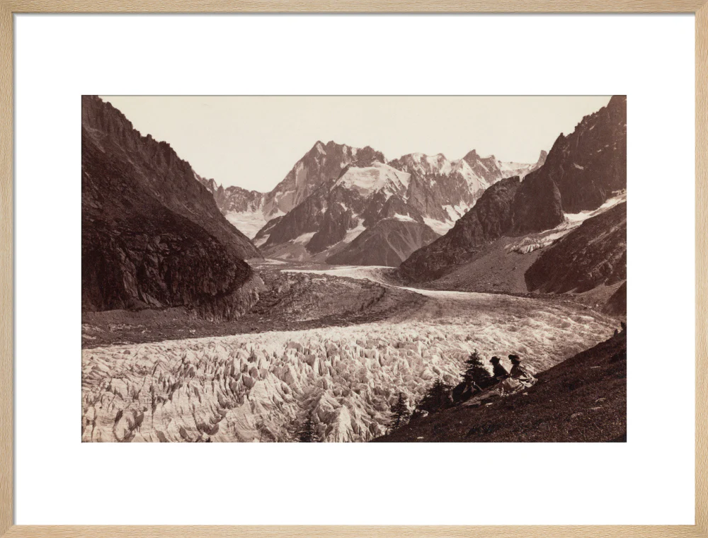 Walkers resting beside a glacier, French Alps, c 1870s. - Image 54